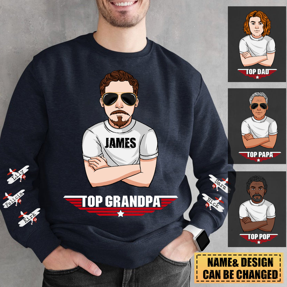 Personalized Gift For Top Dad Grandpa Kids Sweatshirt