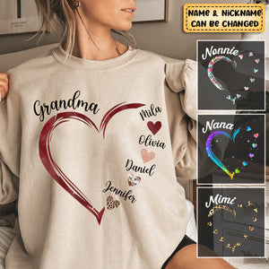 Grandma and Grandkids Hearts Personalized Sweatshirt, Best Gift Christmas
