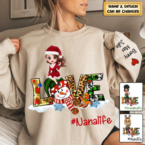 Personalized Christmas Love Grandma Life Doll Sweatshirt