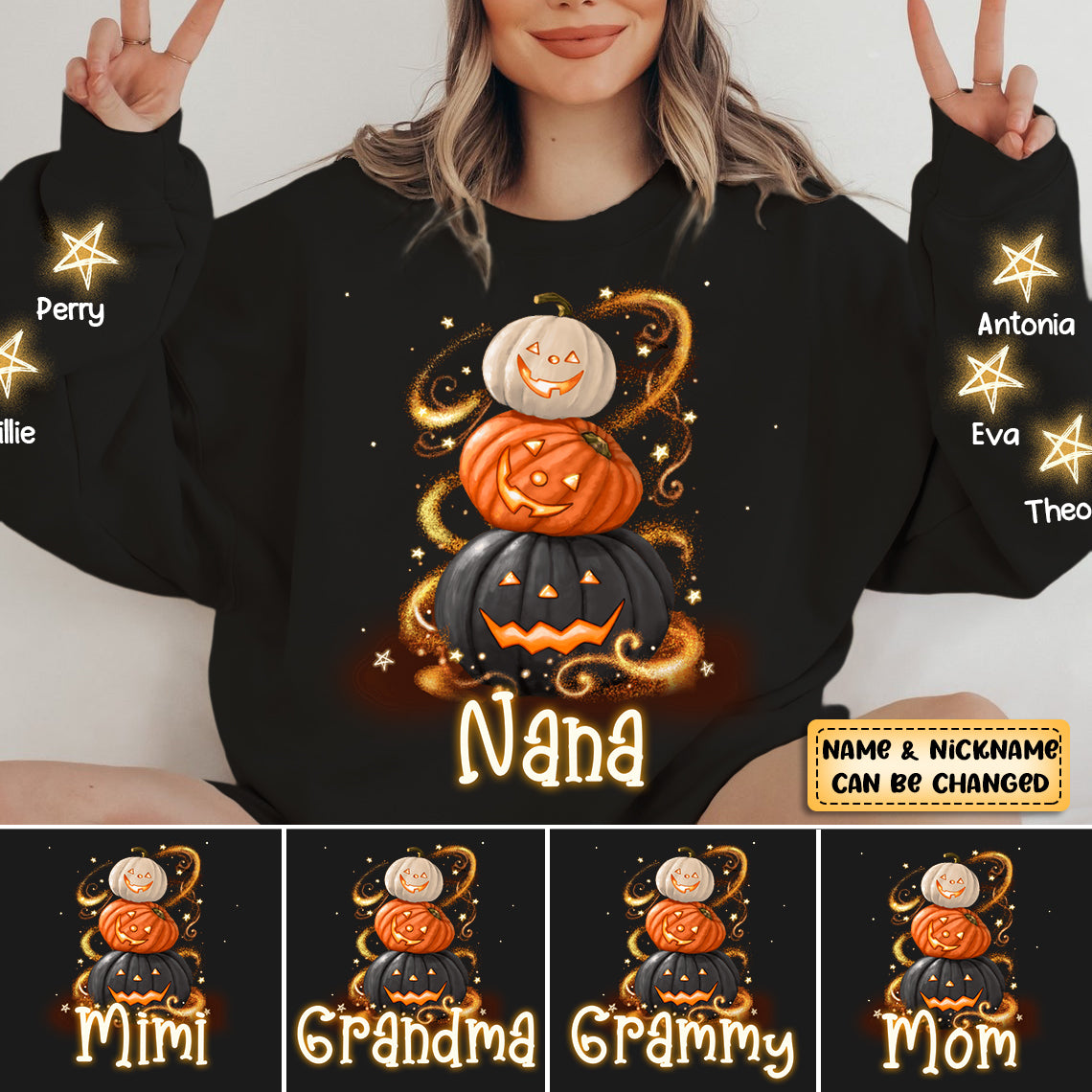 Personalized Gift For Grandma Pumpkin Halloween Fall Sweatshirt