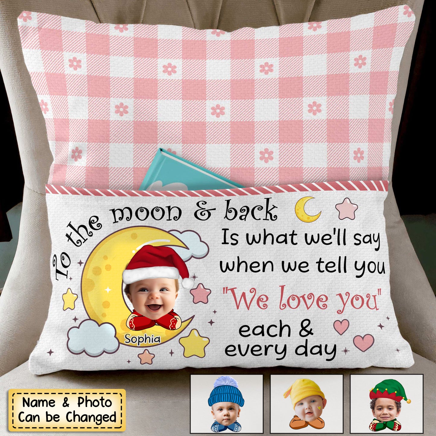 Kid To The Moon & Back - Personalized Pocket Pillow