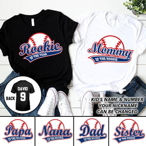 Personalized Mommy Daddy of the Rookie Baseball T-shirt
