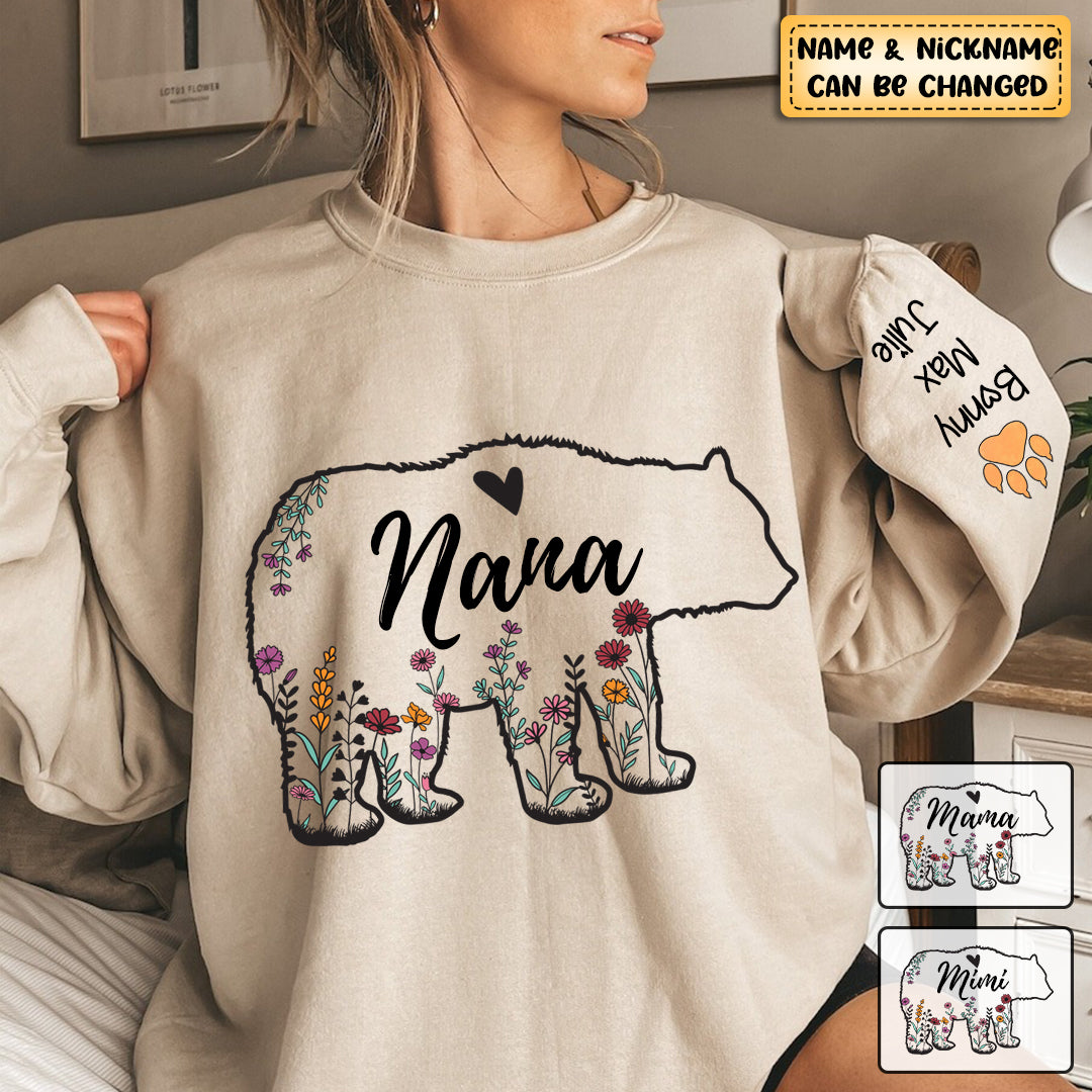 Personalized Grandma Bear Kid Flower Sweatshirt