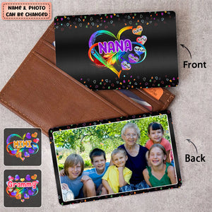 Personalized Infinity Love Family Heart Rainbow Grandma Metal Wallet Card