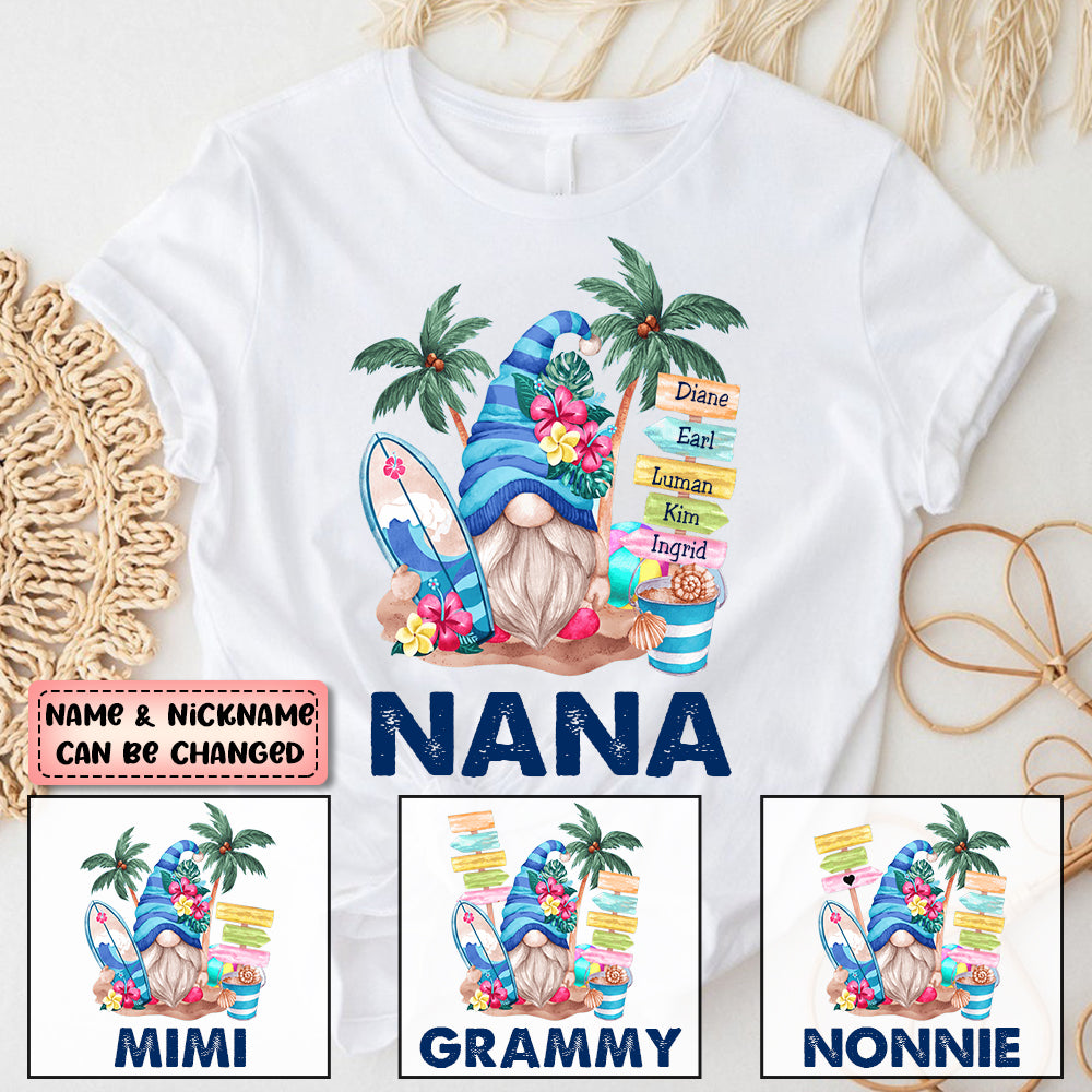 Summer Beach Grandma Mom Kids Surfboard Personalized T-Shirt