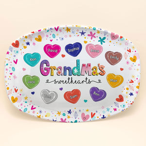 Lovely Colorful Flower Grandma Sweet Heart Kids Personalized Platter