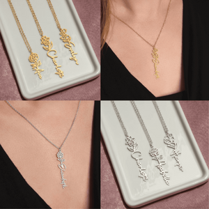 No Rain No Flowers,Never Forget That I Love You - Personalized Birth Flower Name Necklace
