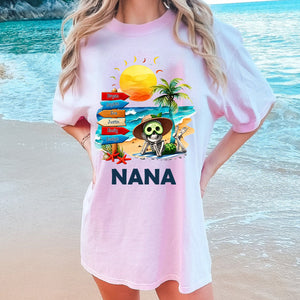 Personalized Summer Beach Grandma Mom Skull Sign Pure Cotton T-shirt