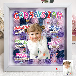 Personalized God Says I Am Kid Flower Shadow Box