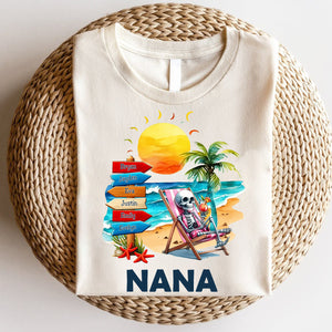 Personalized Summer Beach Grandma Mom Skull Sign Pure Cotton T-shirt