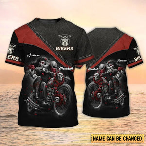 Personalized Skull Biker Motocross Motorcycle Couple T-shirt