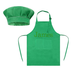 Personalized Embroidery Color Apron and Hat Set for Kid