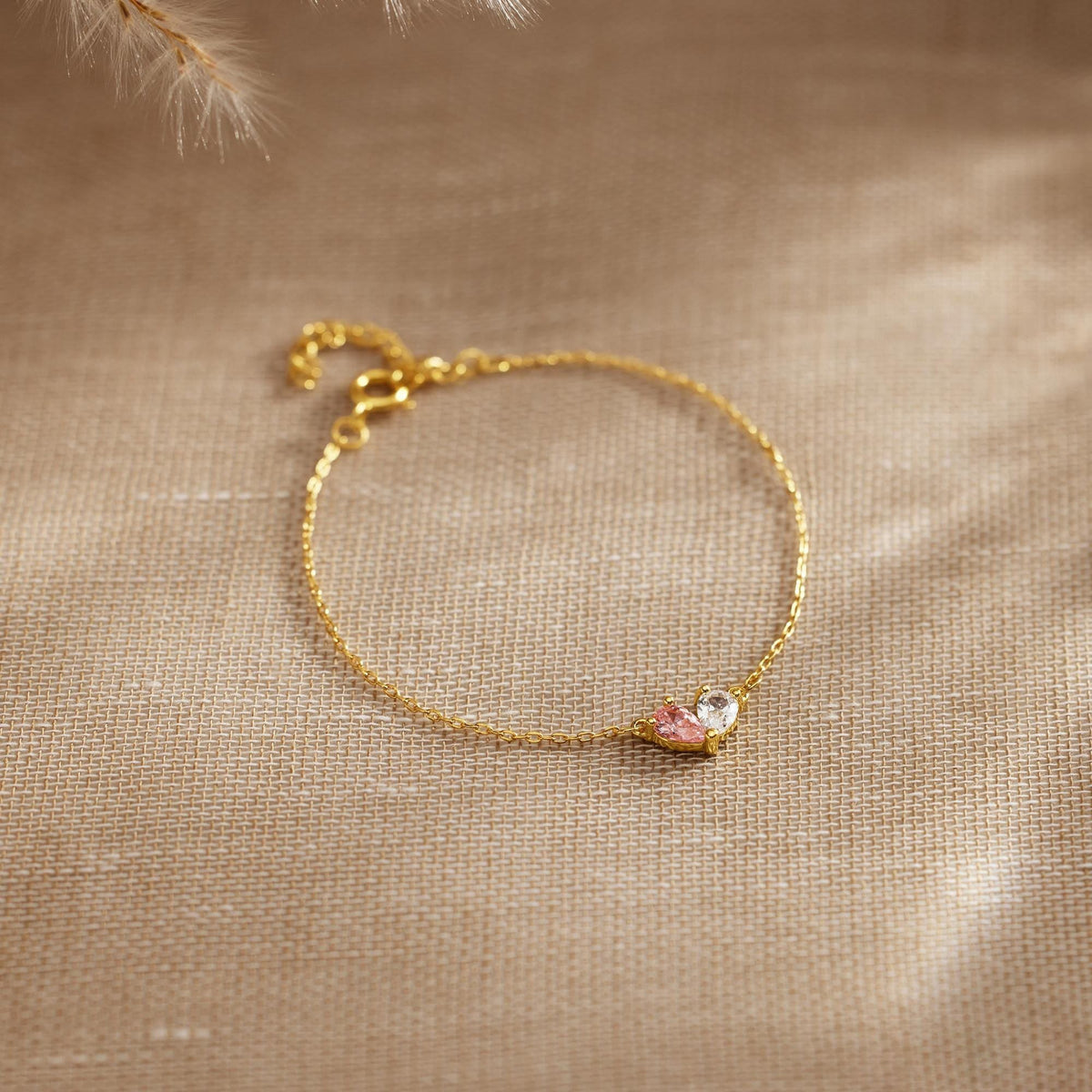 Custom Heart Birthstone Bracelet, 2 Birthstone Bracelet, Mothers Gift,Birthday Gift for Her