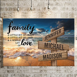 Personalized Ocean Sunset Color A Little Whole Lot of Love Multi-Names Premium Canvas Poster