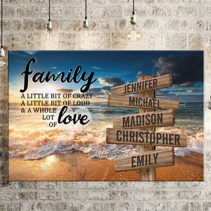 Personalized Ocean Sunset Color A Little Whole Lot of Love Multi-Names Premium Canvas Poster