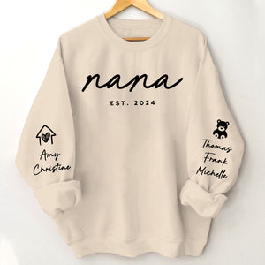 Personalized Mama Est Heart Sweatshirt with Kid Names on Sleeve