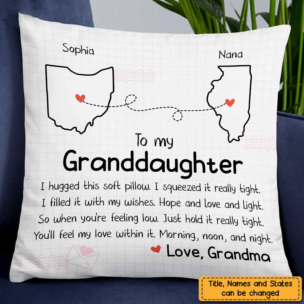Nana Granddaughter Long Distance Hug This Drawing Pillow Cover