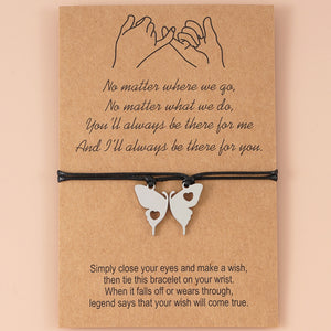 Butterfly Heart Couple/Friends Card Bracelets
