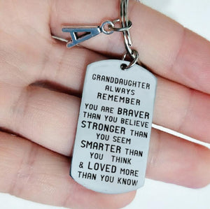 To My Grandson Granddaughter Personalized Gift Lettering Keychain
