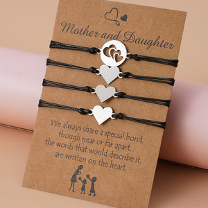Mother and 3 Daughters Heart Card Bracelets