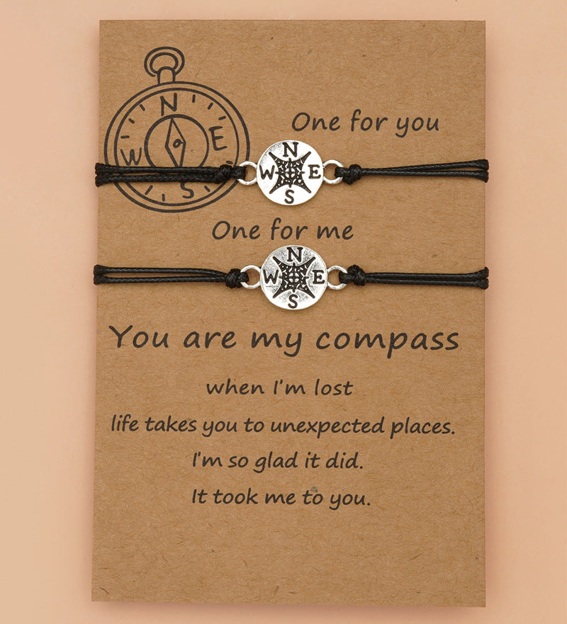 Compass Couple Card Bracelets