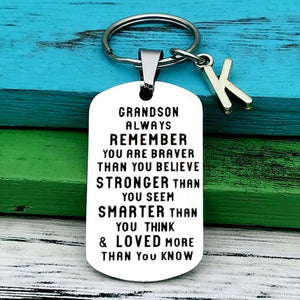 To My Grandson Granddaughter Personalized Gift Lettering Keychain