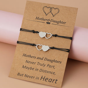 Mother and Daughter Two Heart Card Bracelets