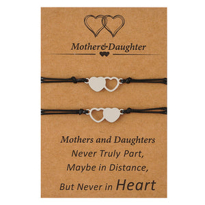 Mother and Daughter Two Heart Card Bracelets