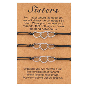 Sister Hollow Heart Bracelets For 3