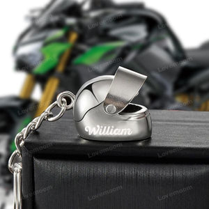 Personalized Name 3D Motorcycle Helmet Keychain Gift for Biker