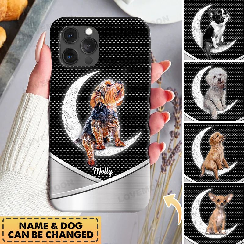 Personalized Dog Sit On The Moon Phone Case