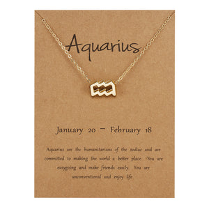12 Zodiac Star Signs Constellation Card Necklace