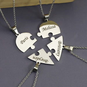 Personalized Name Puzzle we are together Heart Necklace