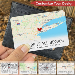 Where It All Began - Couple Personalized Wallet Card - Gift For Husband Wife