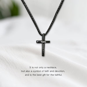 Personalized Cross Necklace Custom Engraved Pendant with Chain
