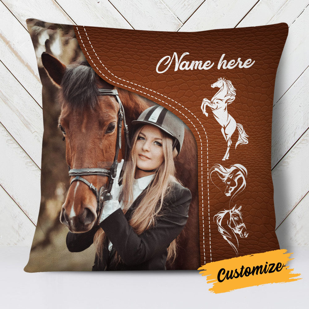 Personalized Horse Lovers Photo Pillow Cover