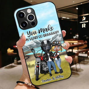 Motorcycle Couple Hugging, Riding Partners - Personalized Phone Case For Motorcycle Lovers, Bikers