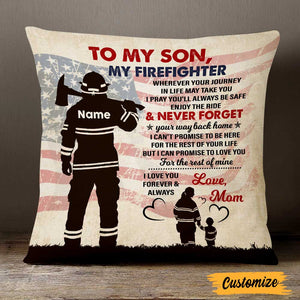 Personalized Firefighter Mom Grandma Dad Grandpa To Son Grandson Pillow