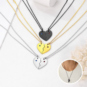 Personalized Stainless Steel Birthstone Heart Necklaces For Couple,Friends