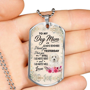 Dog Mom-WHITE Toy Poodle-Luxury Necklace
