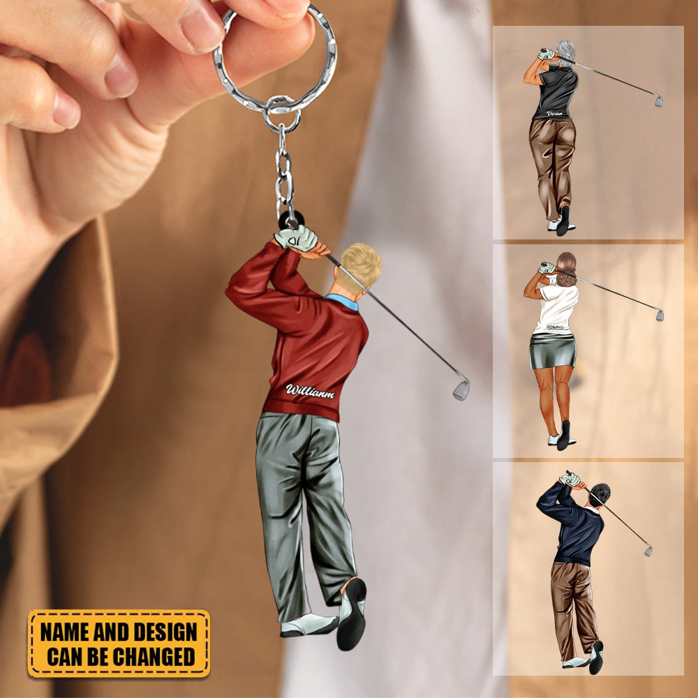 Personalized Golf Lady/Gentleman Acrylic Hanging Keychain