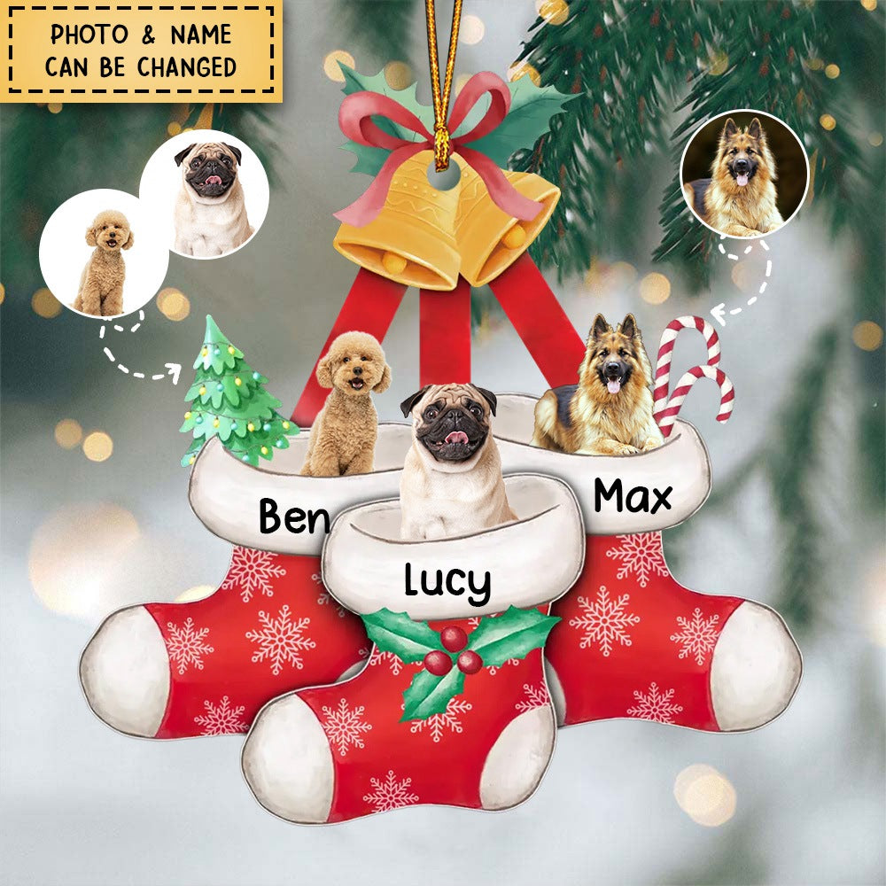 Stocking Dog Photo Personalized Acrylic Ornament Gift For Christmas
