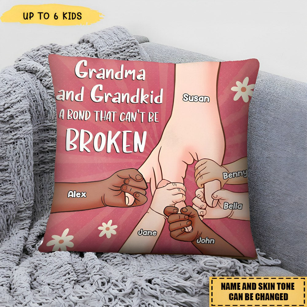Grandparent And Grandkid A Bond That Can't Be Broken - Personalized Pillow case, Gift For Grandpa, Grandma