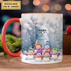 Christmas Blue Vibe Snowman Grandma Mom Colorful Kids Personalized Mug