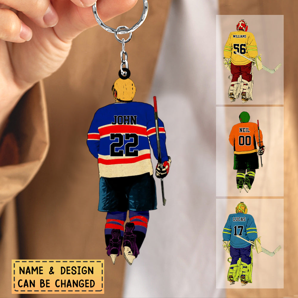Personalized Ice Hockey Poster,Acrylic Keychain, Hockey Gifts, Gifts For Hockey Players