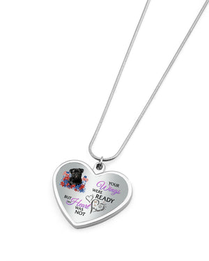 Loyalty-BLACK Pug Your Wings Metallic Heart Necklace