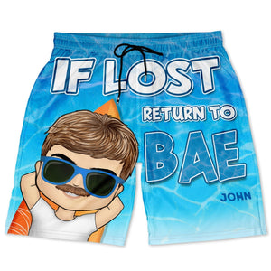 If Lost Return To Bae Summer Beach Vibe - Gift For Spouse, Lover, Husband, Wife, Boyfriend, Girlfriend - Personalized Custom Couple Beach Shorts