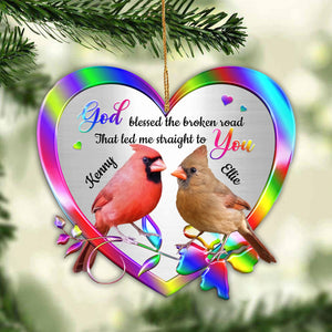 Cardinal Couple God Blessed Personalized Ornament