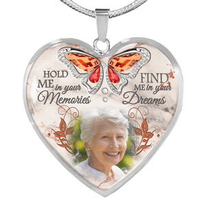 Personalized Hold Me in Your Memories Heart Necklace