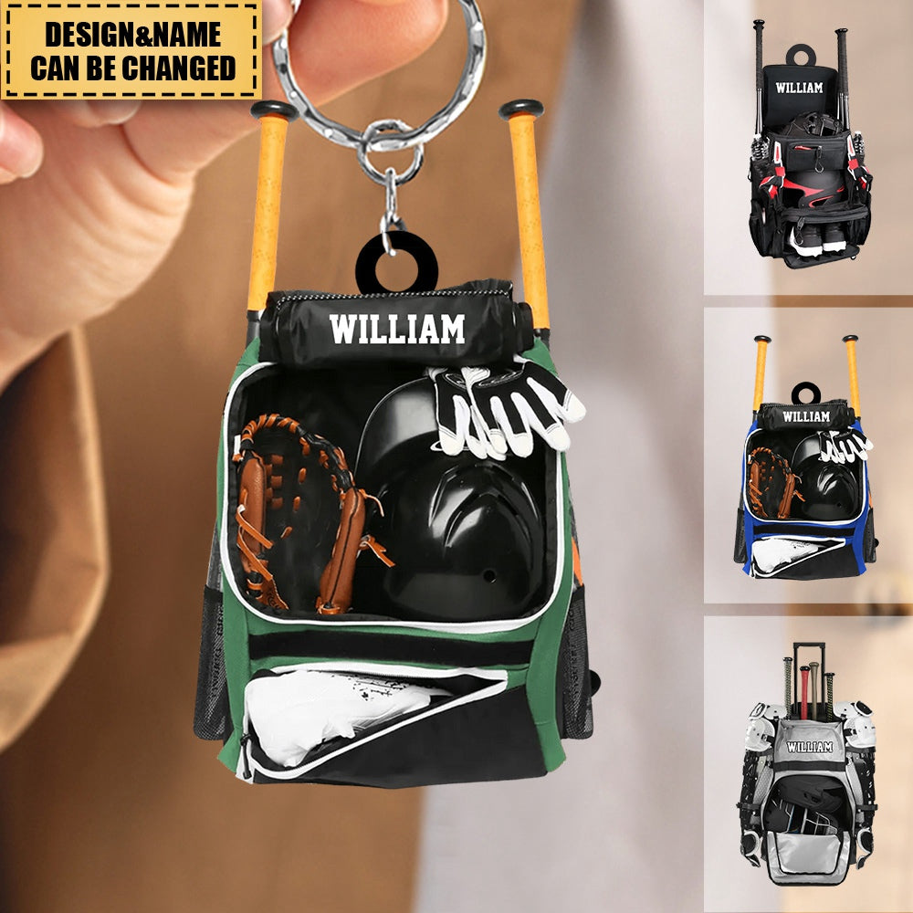 Personalized Baseball Bag  Christmas Acrylic Keychain